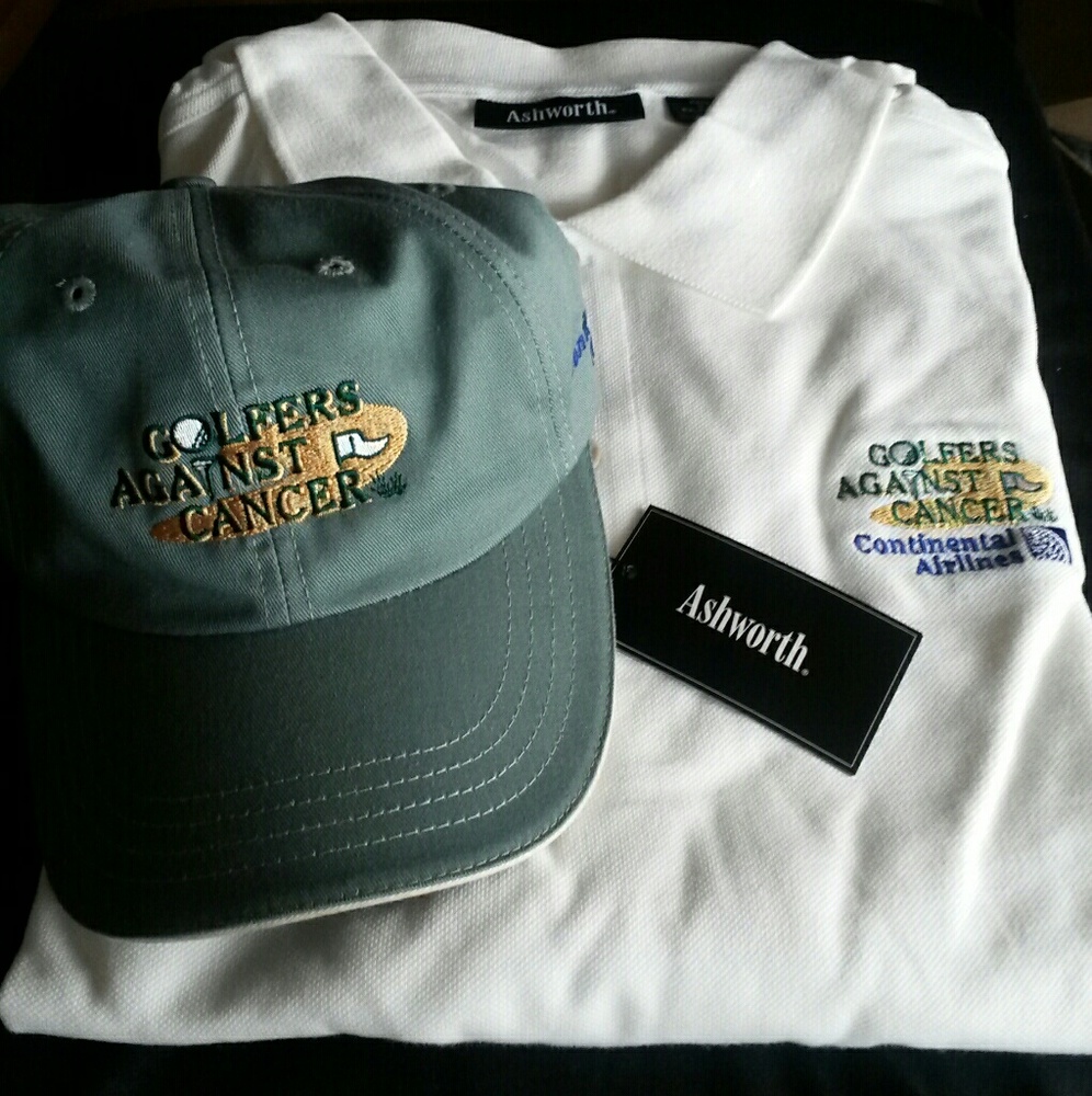 Golfers agaisnt Cancer Logo golf shirt and hat